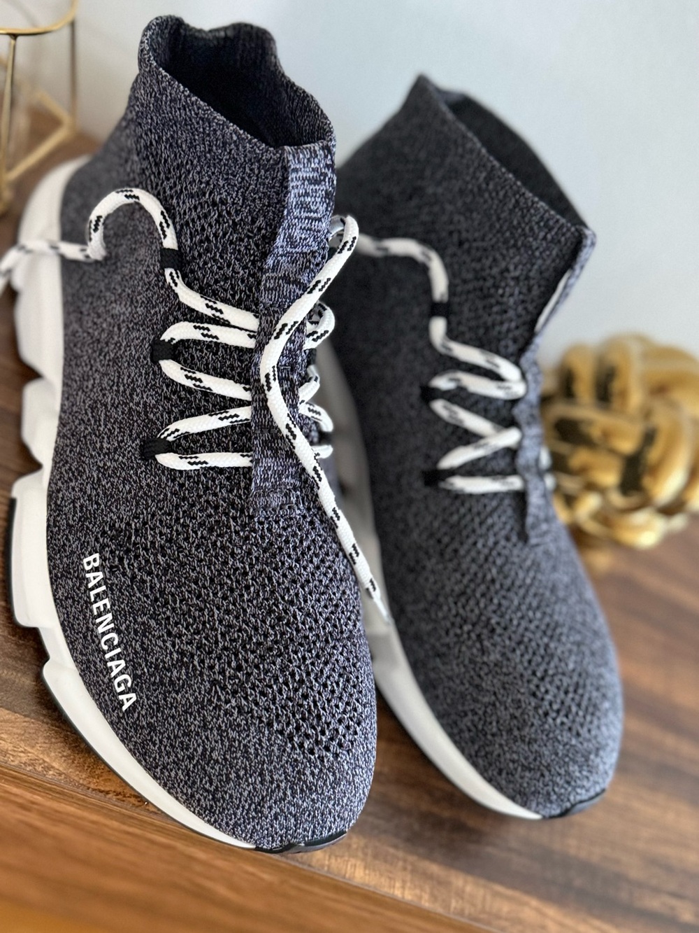 Balenciaga Black and Gray Knit Sock Sneaker